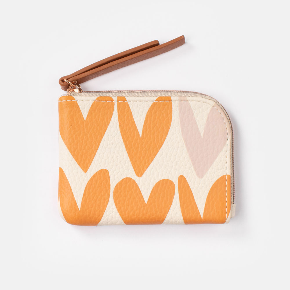 Orange & Pink Heart Corner Zip Purse Caroline Gardner