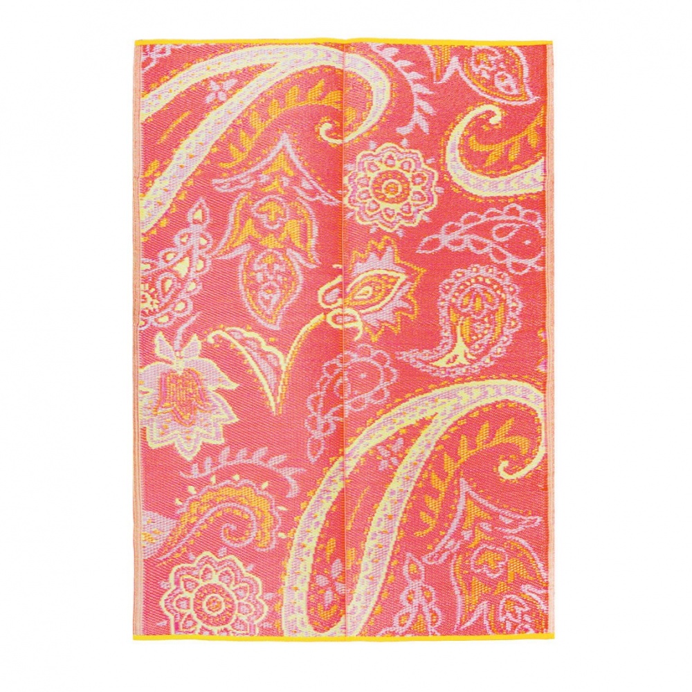 Yellow & Orange Paisley Print Outdoor Rug By Talking Tables