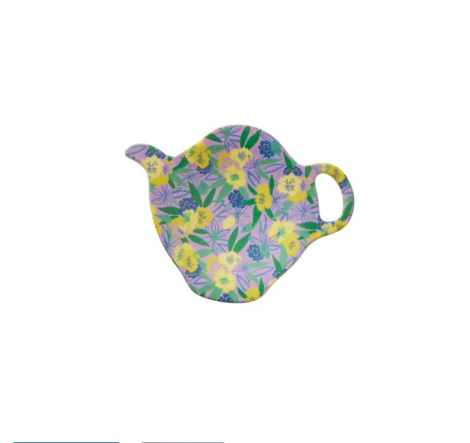 Pansy Print Melamine Tea Bag Plate Rice DK