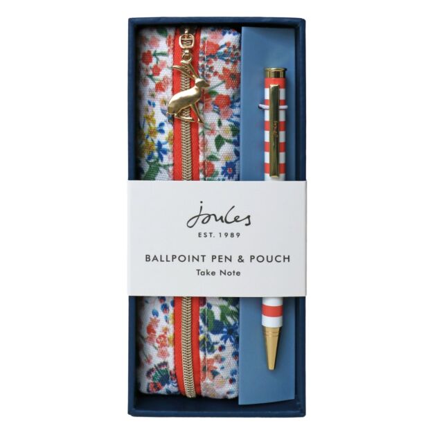 Stripe Print Pen & Floral Pencil Case Set By Joules
