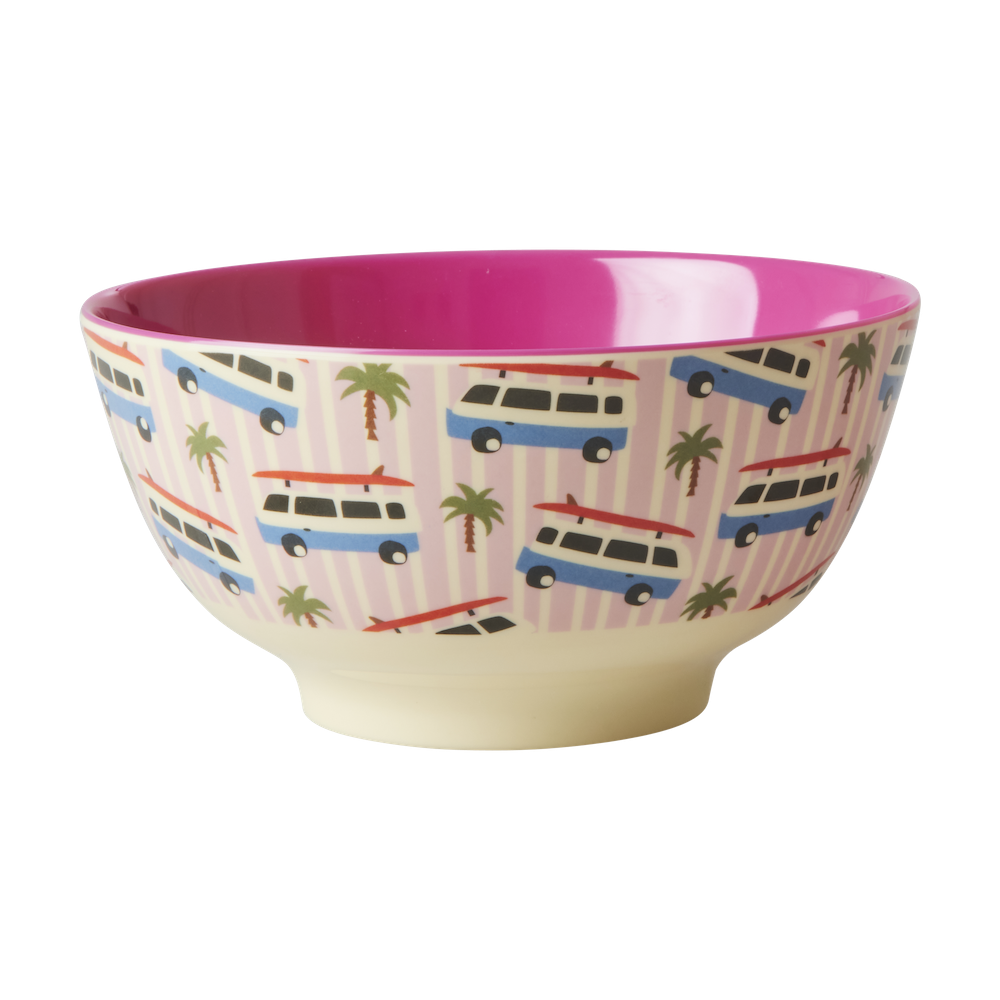 Camper Van Pink Print Melamine Bowl Rice DK