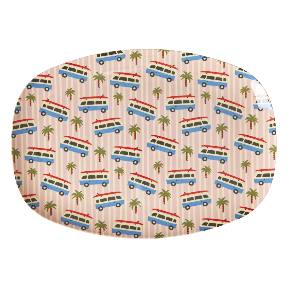 Camper Van Pink Print Melamine Rectangular Plate By Rice DK