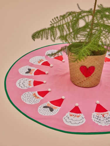 Pink Round Christmas Tree Mat By Rice