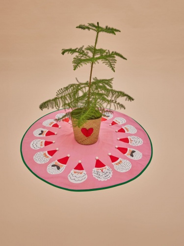 Pink Round Christmas Tree Mat By Rice