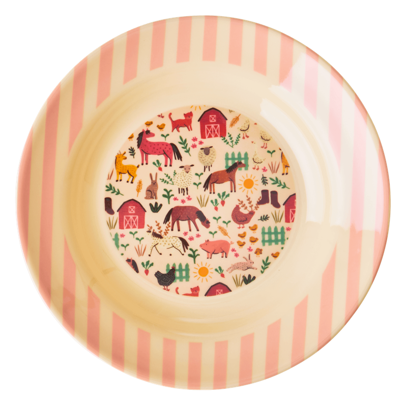 Pink Farm Print Kids Melamine Bowl Rice DK