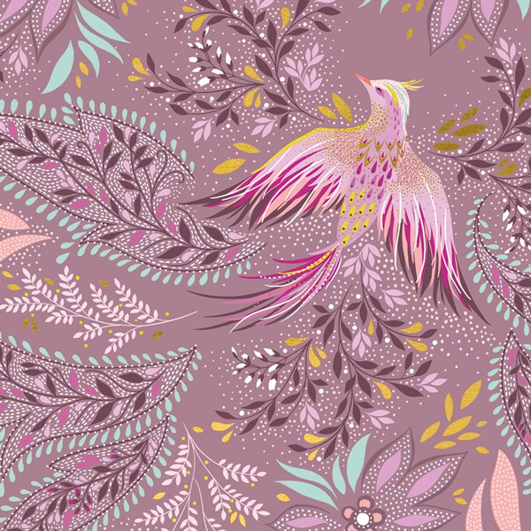 Bird & Pink Foliage Card By Sara Miller London - Vibrant Home