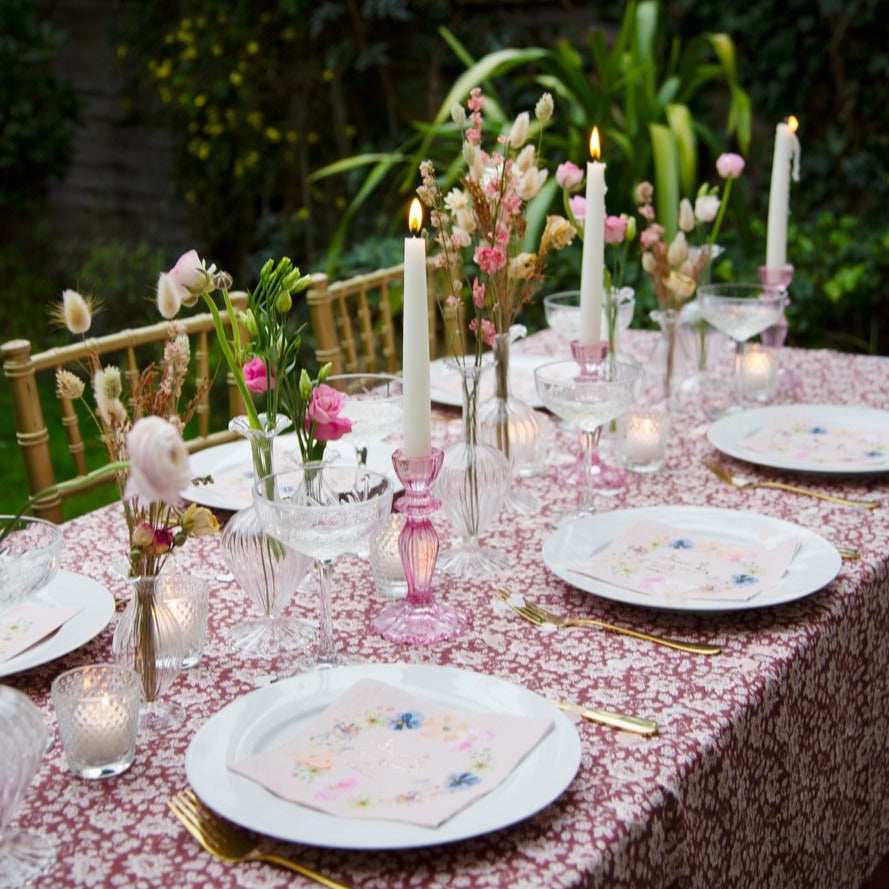 Pink Glass Candle Holder by Talking Tables