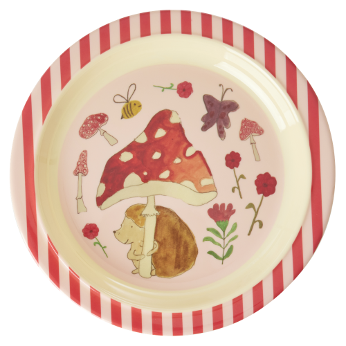 Happy Forest Pink Hedgehog Print Kids Melamine Plate Rice DK