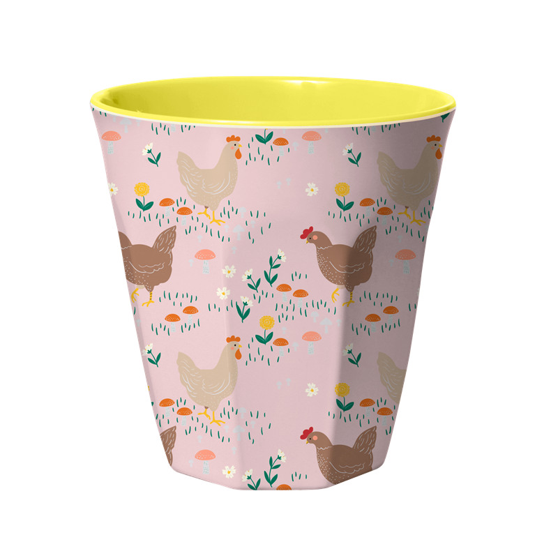 Pink Hen Print Melamine Cup by Rice DK