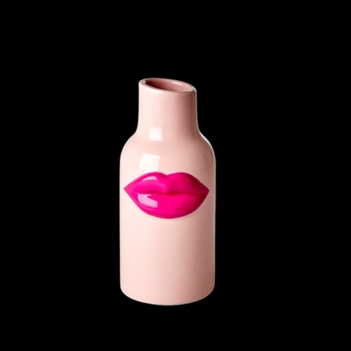 Small Ceramic Vase With Lips in Pink By Rice