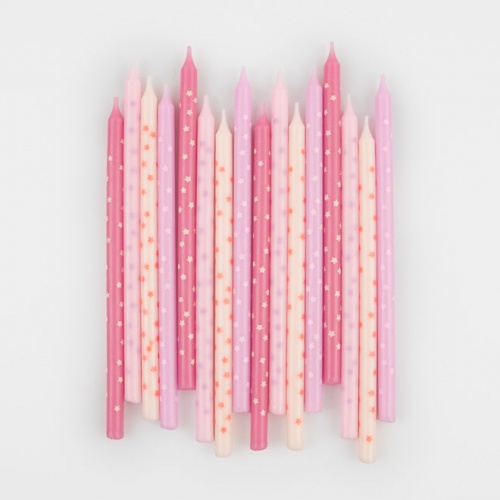 Pink Star Print Tall Birthday Candles Meri Meri