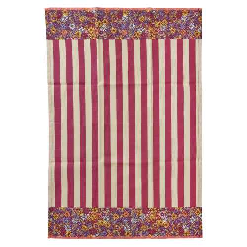 Plum Stripe Print Cotton Tea Towel By Rice