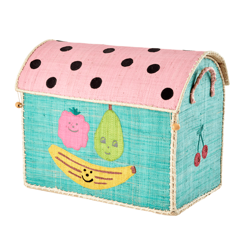 Medium Fruit Theme Raffia Toy Storage Basket Rice DK