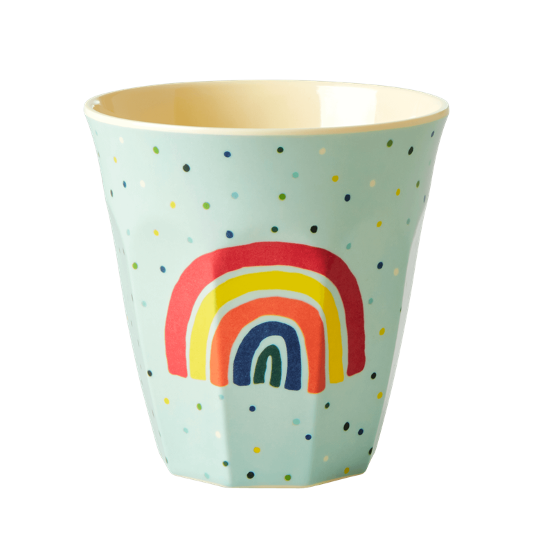 Blue Dot & Rainbow Print Melamine Cup By Rice DK