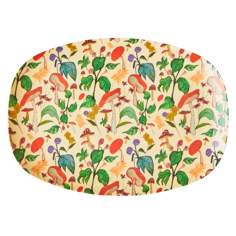 Mushroom Print Rectangular Melamine Plate By Rice DK