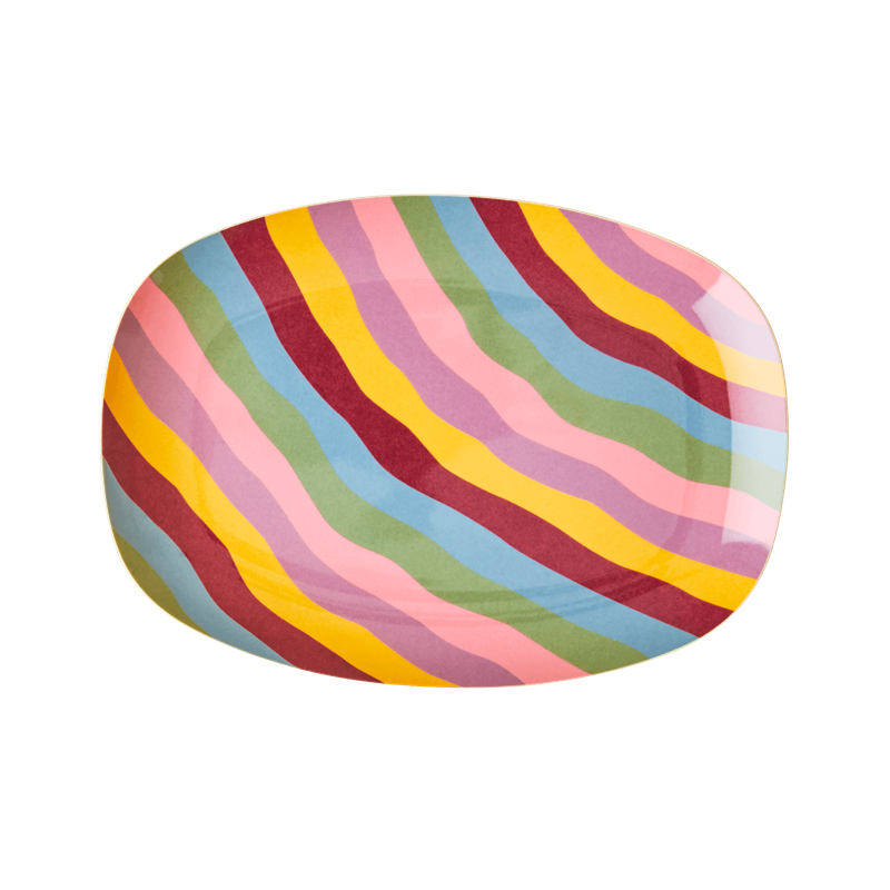 Funky Stripe Print Small Rectangular Melamine Plate By Rice DK