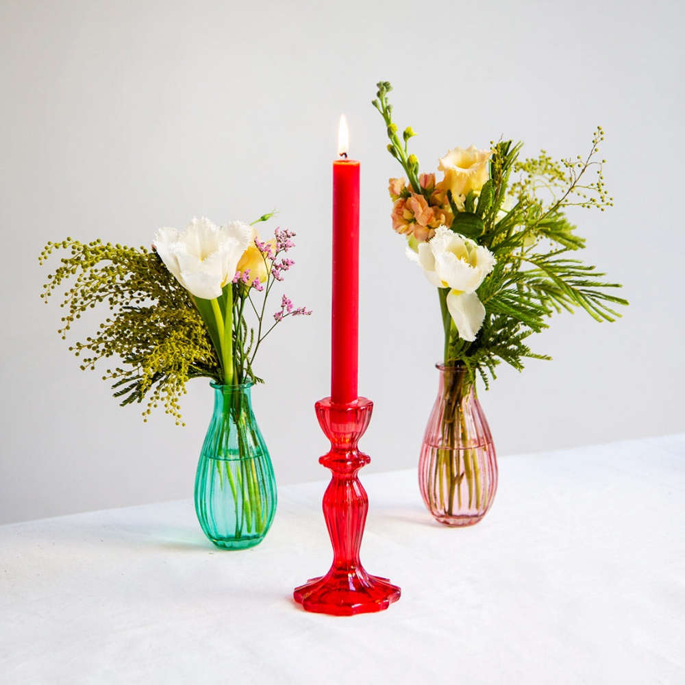 Red Glass Candle Holder by Talking Tables
