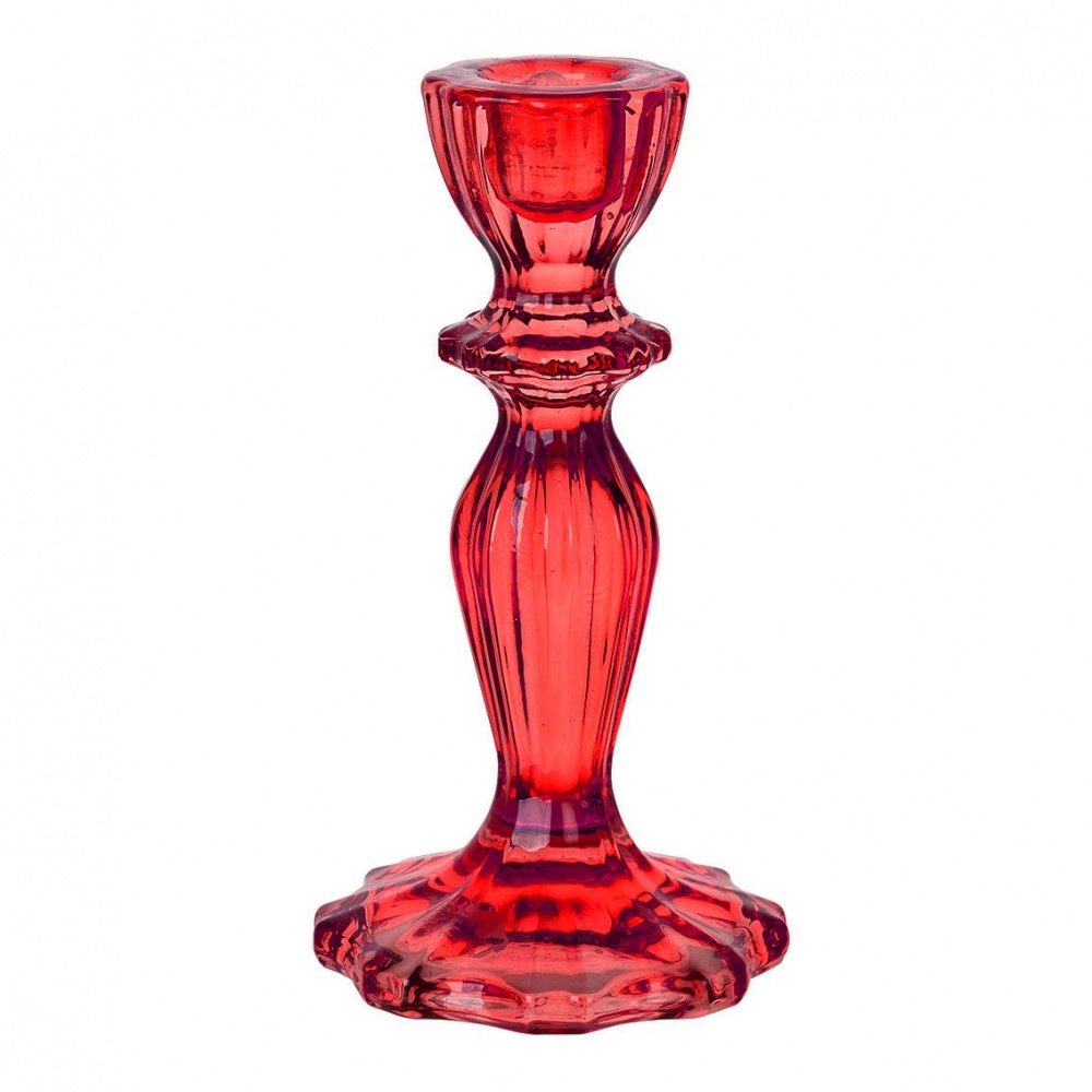 Red Glass Candle Holder by Talking Tables