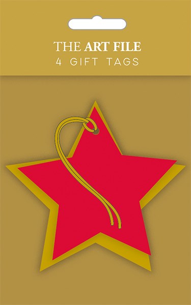 Red and Gold Star Double Christmas Gift Tag