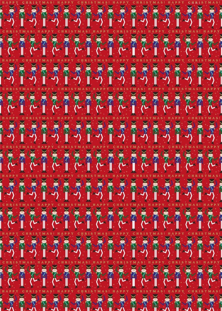 Red Nutcracker Soldiers Print Christmas Wrapping Paper The Art File