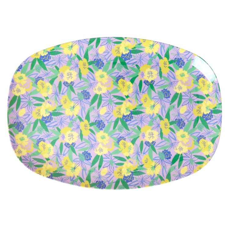 Fancy Pansy Print Melamine Rectangular Plate By Rice DK