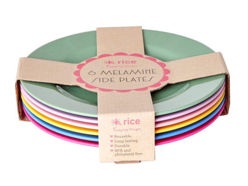 Set of 6 Melamine Side Plates Flower Me Happy Collection By Rice DK