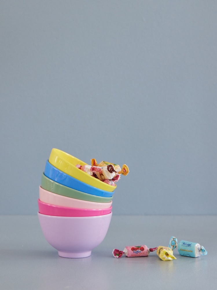 Set of 6 Small Melamine Bowls Rice DK Flower Me Happy Colours