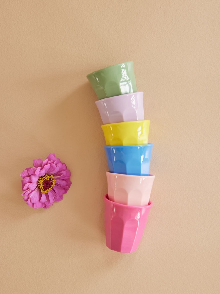 Set of 6 Melamine Espresso Cups in Flower Me Happy Colours by Rice DK