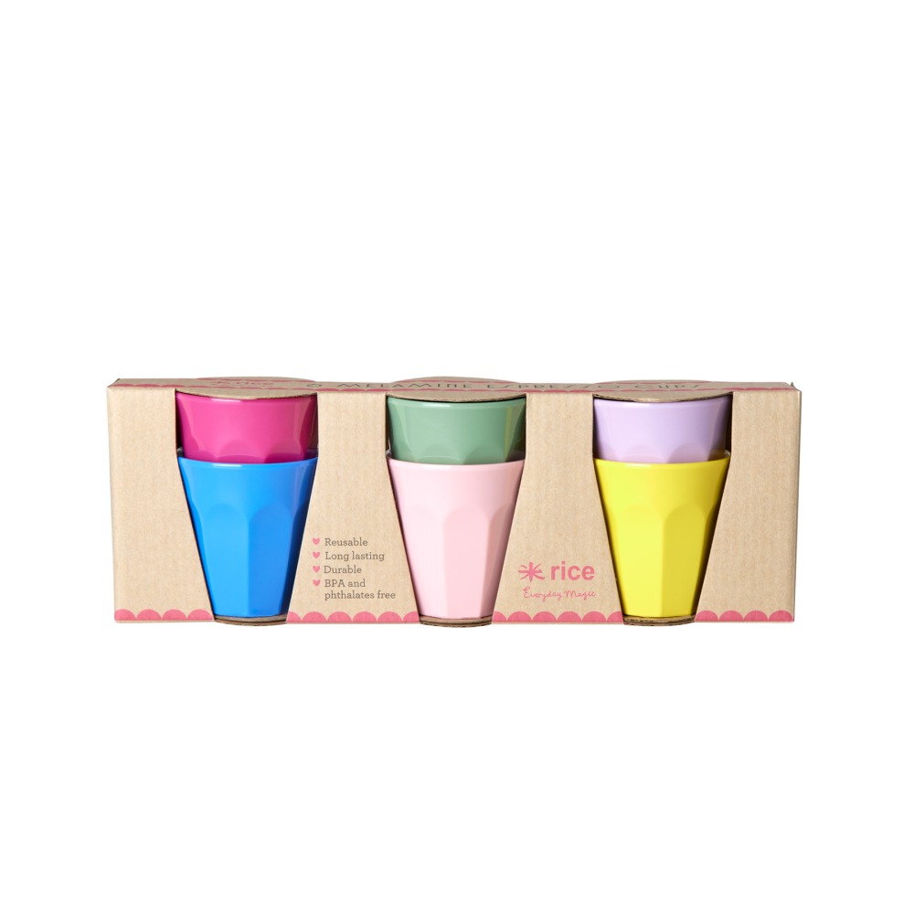 Set of 6 Melamine Espresso Cups in Flower Me Happy Colours by Rice DK