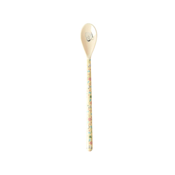 Soft Yellow Butterfly and Floral Print Melamine Latte Spoon Rice DK
