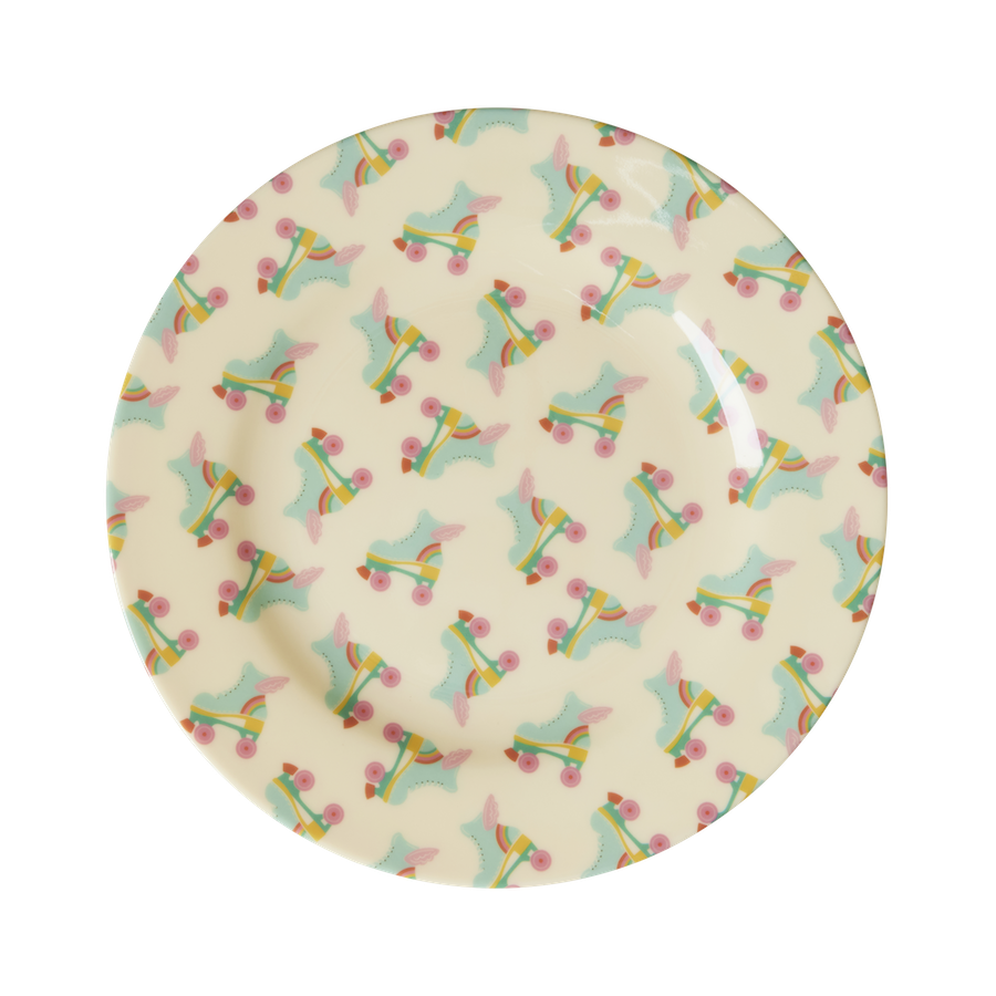 Roller Skate Print Melamine Lunch Plate by Rice DK