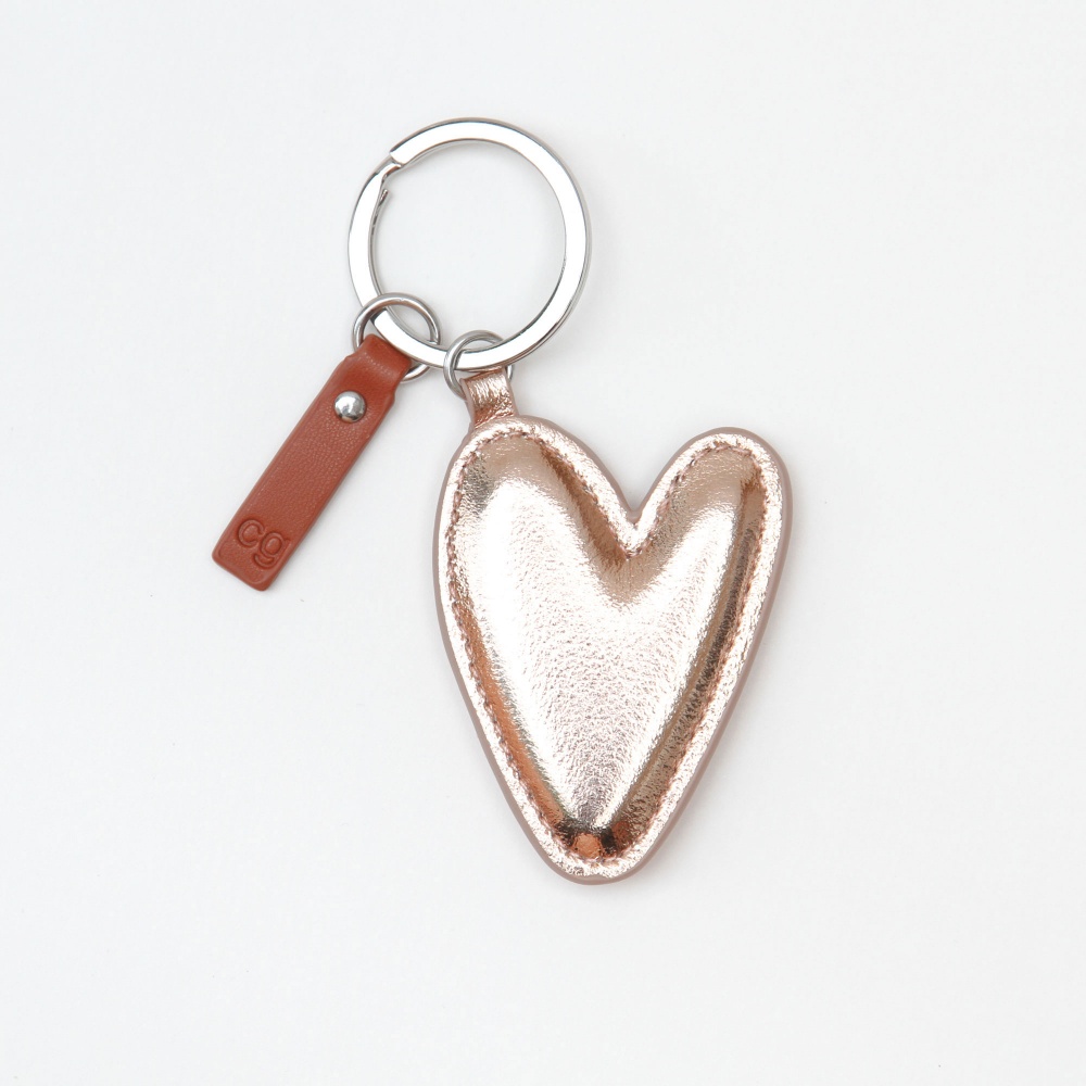 Rose Gold Heart Shaped Keyring By Caroline Gardner