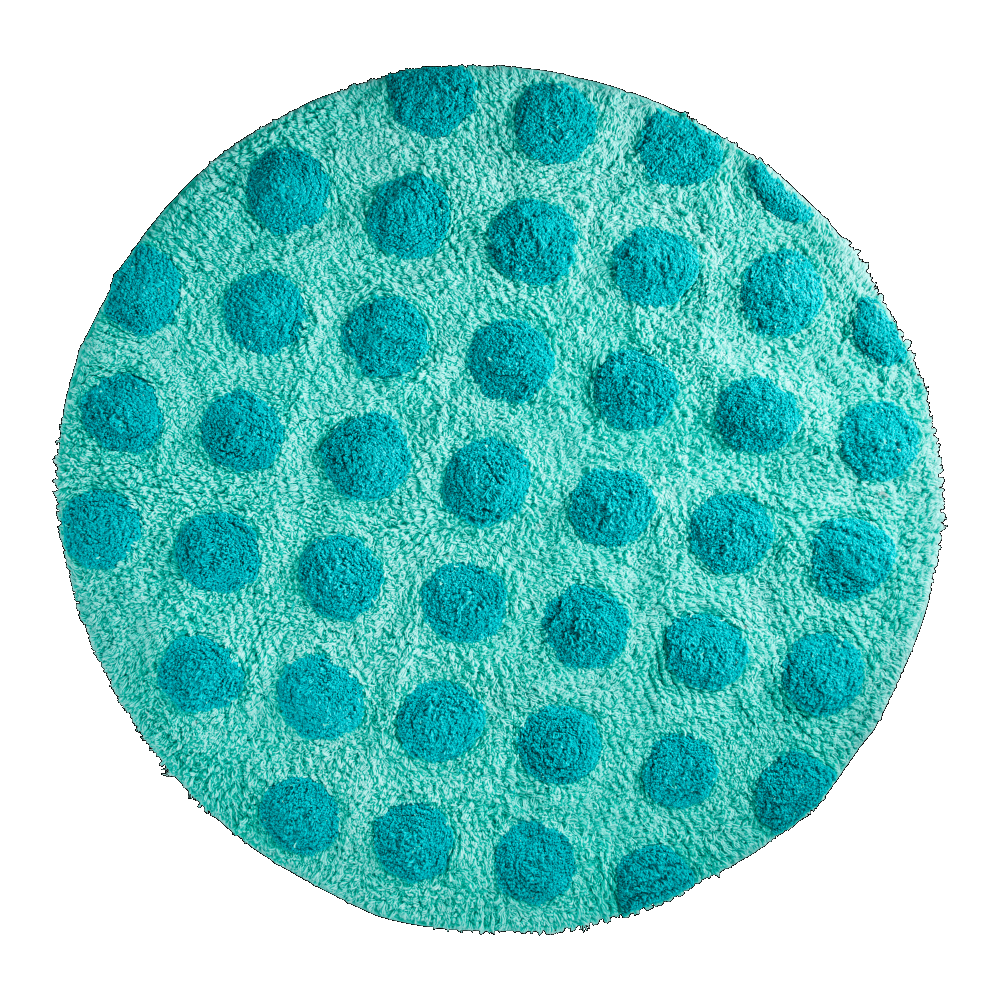 Round Floor Mat in Mint with Green Dots By Rice DK Vibrant Home