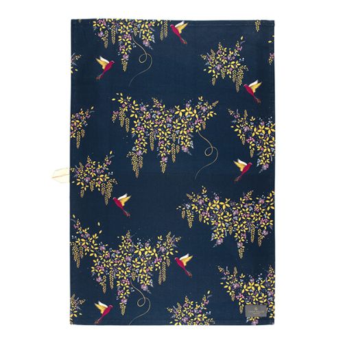 Navy Bird Print Tea Towel By Sara Miller