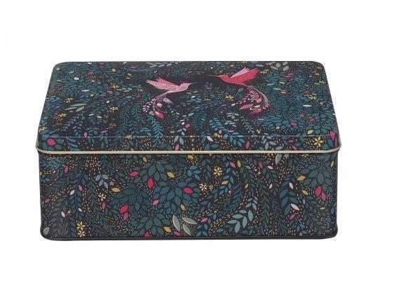 Hummingbird Paradise Print Deep Rectangular Tin by Sara Miller