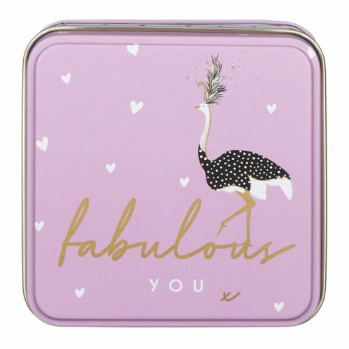Fabulous You Ostrich Print Little Gesture Small Square Tin By Sara Miller