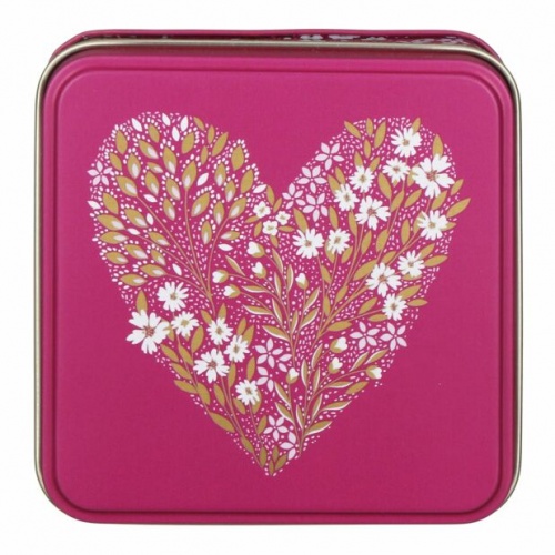 Love Heart Print Little Gesture Small Square Tin By Sara Miller