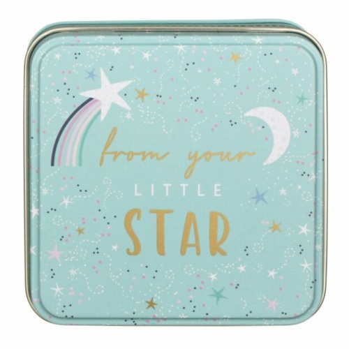 Little Star Print Little Gesture Small Square Tin By Sara Miller
