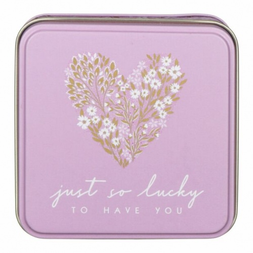 Lucky To Have You Heart Print Little Gesture Small Square Tin By Sara Miller