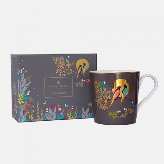 Dark Grey Bird Print Mug Chelsea Collection Sara Miller London