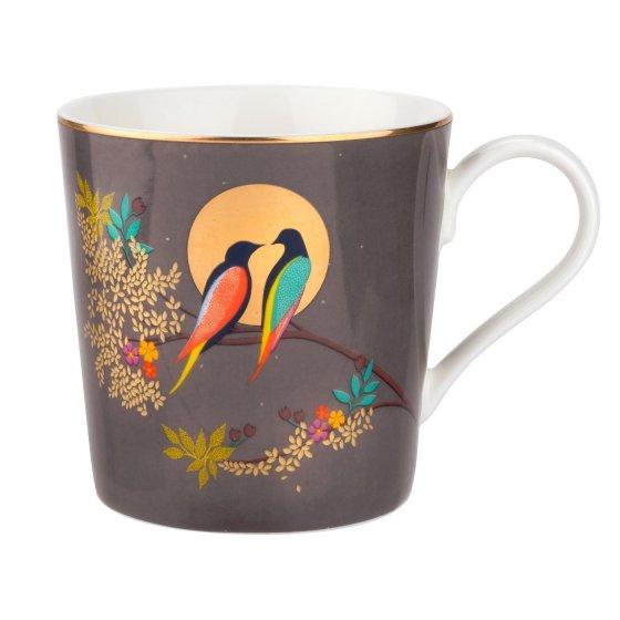 Dark Grey Bird Print Mug Chelsea Collection Sara Miller London