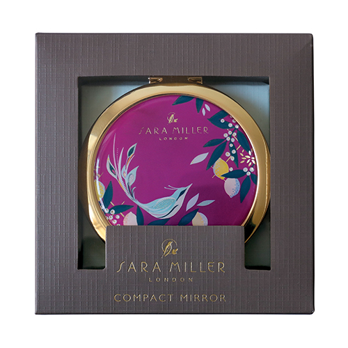 Pink Songbird Print Compact Cosmetic Mirror By Sara Miller London