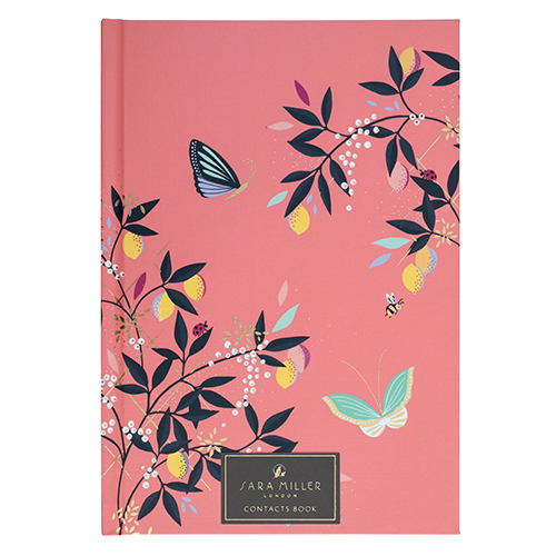 Coral Orchard Print Contact Book Sara Miller London