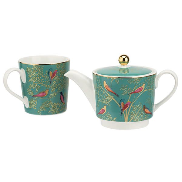 Green Bird Print Tea For One Set Sara Miller London