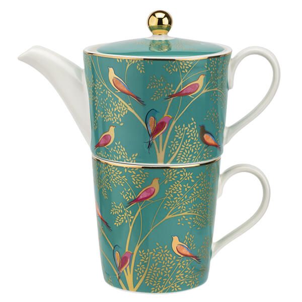 Green Bird Print Tea For One Set Sara Miller London