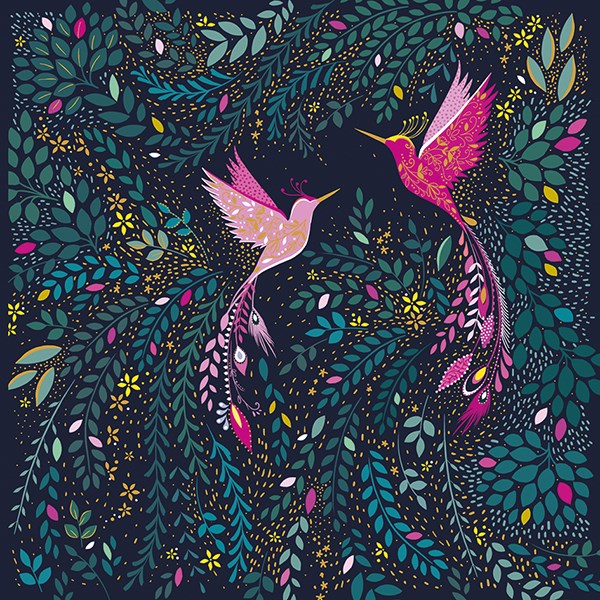 Pink Hummingbird & Floral Card By Sara Miller London