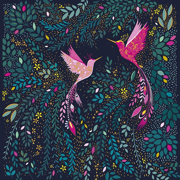 Pink Hummingbird & Floral Card By Sara Miller London - Vibrant Home