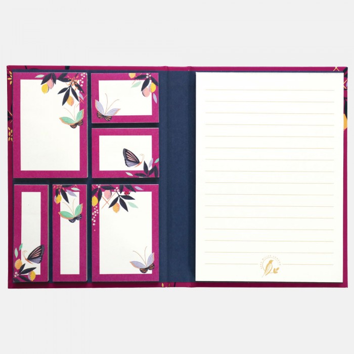 Orchard Butterfly Print Sticky Notes and Notepad Sara Miller London