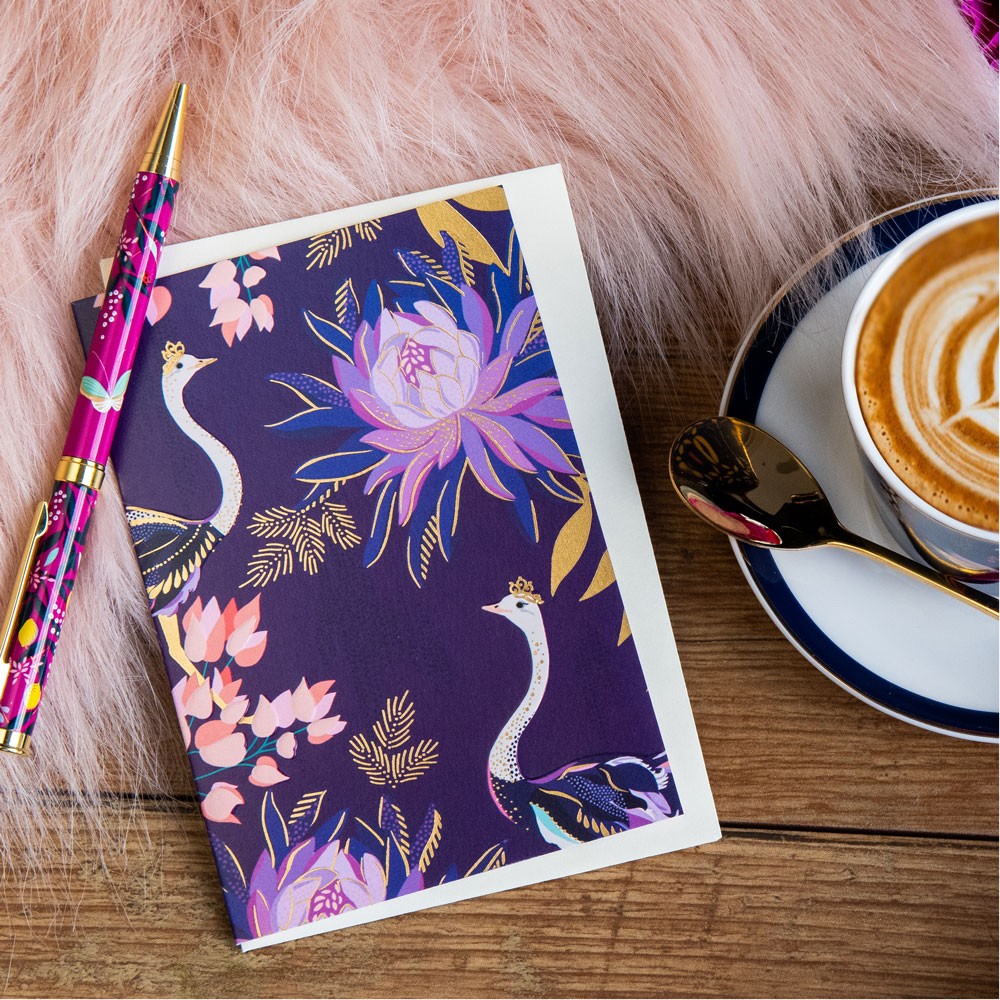 Floral Ostrich Set of 10 Notecards By Sara Miller London
