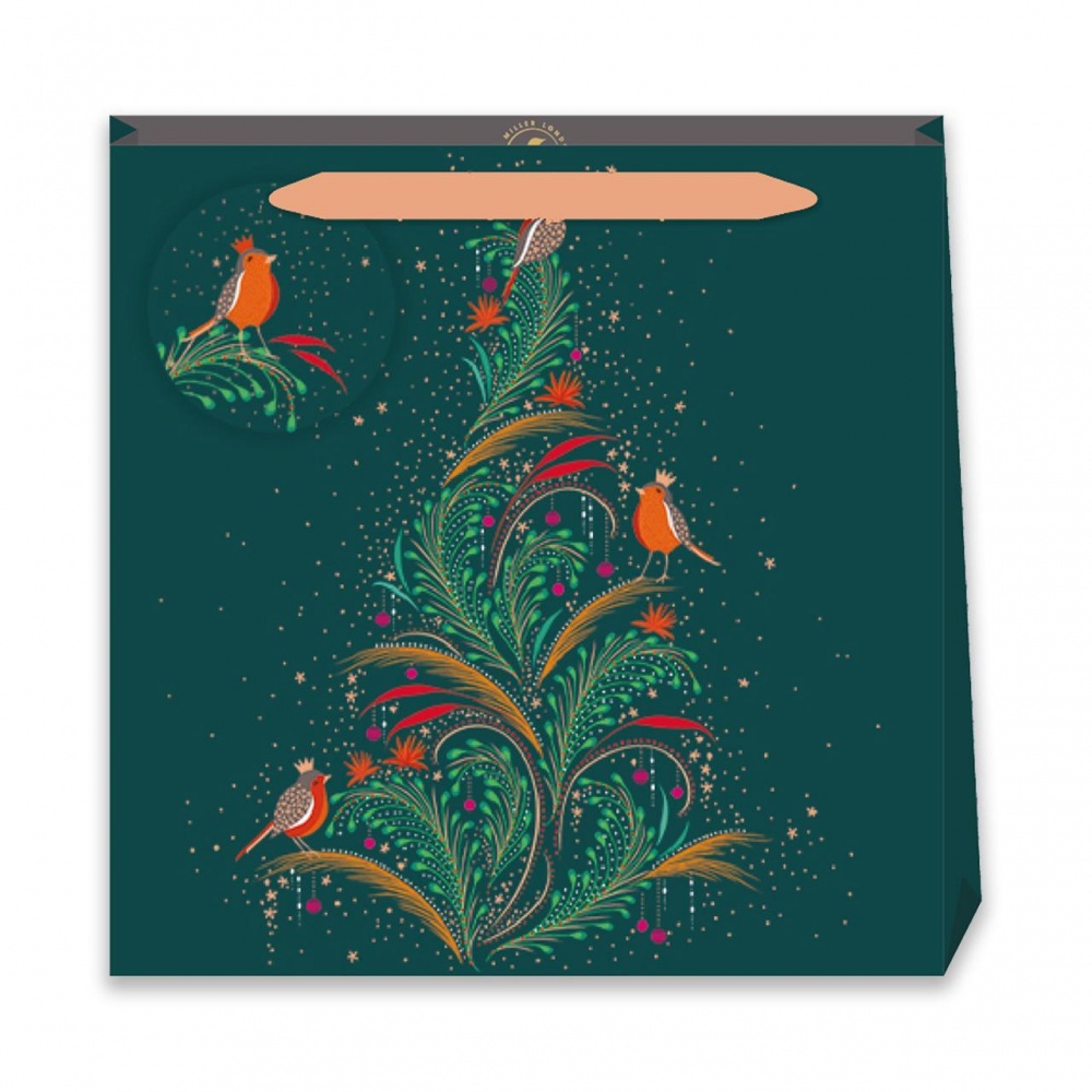 Robin Christmas Tree Print Medium Gift Bag By Sara Miller